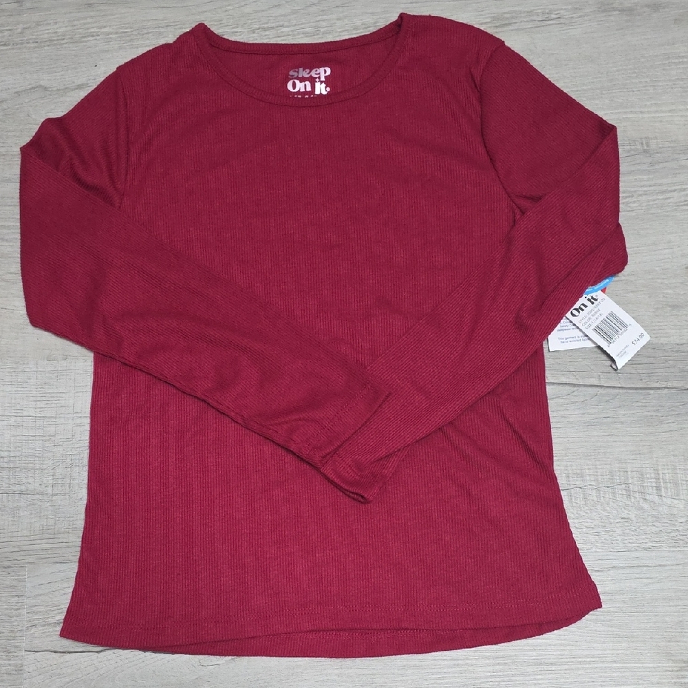 NWT Kids Sleep On It Burgundy Long Sleeve Sleep Shirt- Size Large (14/16)